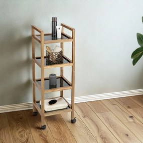 Etajeră de baie neagră/în culoare naturală din lemn de acacia 35x101,5 cm Fondi – Wenko