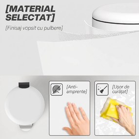 HOMCOM Coș de Gunoi de 20L cu Pedală și Capac cu Închidere Ușoară, Coș de Gunoi din Metal și PP, 36x30x44,5 cm, Alb Crem | Aosom Romania