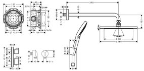 Set de dus incastrat, Hansgrohe, Croma 280 1 jet, cu baterie termostatata Ecostat S, cu palarie si para de dus, negru mat