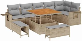 vidaXL Set de canapele pentru grădină 9 pcs Bej poliratan