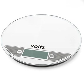 Cantar de bucatarie Voltz V51651F, 5 kg, Sticla, TARA, Rotund, Alb