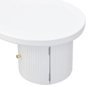 Măsuță de cafea asimetrică cu spațiu de depozitare, pentru living și birouri, 100x60x37 cm, Alb