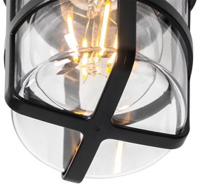 Lampă de plafon și perete neagră cu abajur transparent IP54 - Kiki