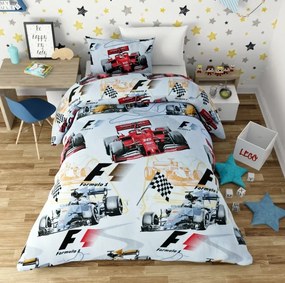 Lenjerie de pat copii bumbac Formula 1 /160x200 cm dimensiune standard