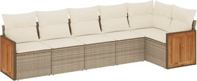 vidaXL Set canapele de grădină cu perne, 6 piese, bej, poliratan