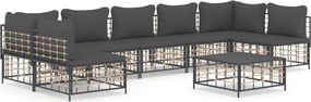 vidaXL Set mobilier de grădină cu perne, 8 piese, antracit, poliratan
