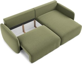 Colțar verde extensibil/cu spațiu de depozitare cu tapițerie din catifea (cu colț pe partea dreaptă/cu șezlong) Kalena – Makamii