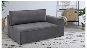 Modul pentru canapea gri închis cu tapițerie din catifea reiată (cu colț pe partea dreaptă) Nihad modular – Bobochic Paris