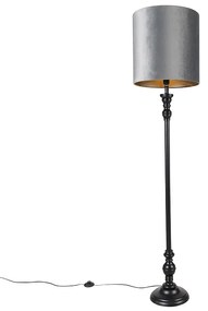 Lampa de podea clasica neagra cu abajur gri 40 cm - Classico