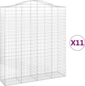 vidaXL Coșuri gabion arcuite, 11 buc 200x50x220/240cm, fier galvanizat