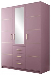 Dulap de haine cu suprastructură Lenona II D3 (prun + auriu) (cu oglindă). 1105680