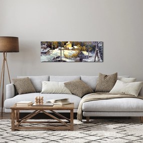 Tablou - Orășel iarna (cu ceas) (90x30 cm)