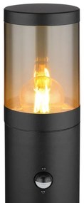 Stalp mic pentru exterior cu senzor de miscare design modern IP44 Xeloo negru, fumuriu