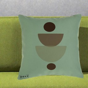 Perna Decorativa Geometric Boho Balance, 40x40 cm, Verde, Husa Detasabila, Perna Inclusa, BEKZ®