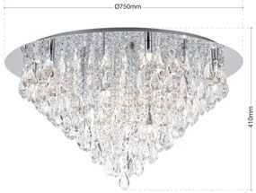 Plafonieră de cristal Orion DLU 2516/75 CELESTE 12xG9/40W/230V d. 75 cm crom