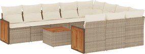 vidaXL Set canapele de grădină cu perne, 11 piese, bej, poliratan