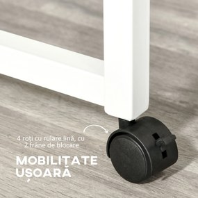 HOMCOM Birou Dublu Ergonomic Separabil cu Role, Rafturi Interioare pentru Organizare Eficientă, Design Modern, Alb, 100x36x88 cm | Aosom Romania