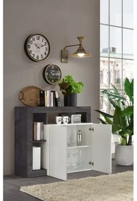 Comodă LENOR, albă/antracit