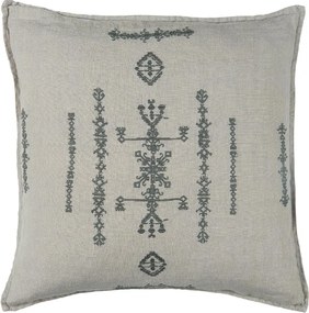 IB Laursen Husa de perna decorativa din in GREY 50x50 cm, gri cu broderie
