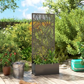 Outsunny Jardinieră cu spalier, ladă pentru flori, cu paravan, pentru plante cățărătoare, metal, 45 x 21,5 x 110 cm, negru | Aosom Romania