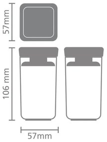 Set 2 borcane pentru condimente Brabantia Tasty+ Stackable 1008884, 150 ml, Fara BPA, Capac, Transparent/Gri deschis