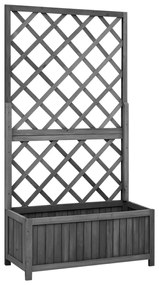 vidaXL Jardinieră colț cu spalier, negru, 70x30x135 cm,lemn masiv brad