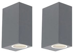 Set de 2 Aplice Moderne Gri Închis cu 2 Lumini IP44 - Baleno