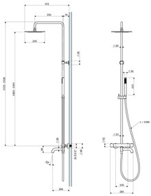 Omnires Y set cada si dus perete cu termostat da negru Y1234BL