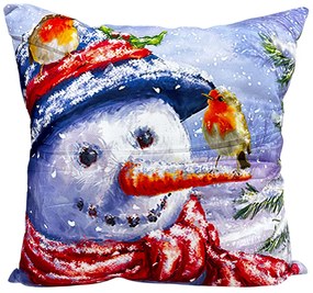 Perna decorativa de Craciun 40x40 cm cu om de zapada PPC02