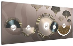 Tablou - Abstract maro-auriu (120x50 cm)