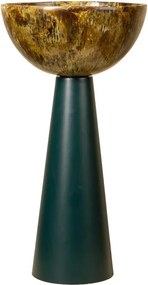 Lampă de masă din rășină maro cu structură din metal kaki, abajur în formă de cupă, finisaj lucios, 35×23 cm, „Toralia"