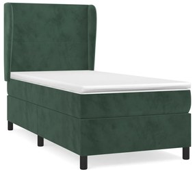 3129078 vidaXL Pat box spring cu saltea, verde închis, 100x200 cm, catifea