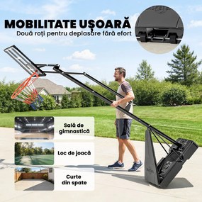 SPORTNOW Coș de Baschet Portabil pentru Exterior, Reglabil 2,45-3,05 m, Panou Rezistent la Șocuri, Reglare cu Manivelă | Aosom Romania