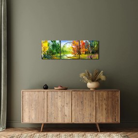 Tablou - Peisaj - pictură (cu ceas) (90x30 cm)
