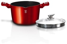 Oala marmorata 6L, 24 cm, cu capac pentru paste Burgundy Metalic Line Berlinger Haus BH 1531N