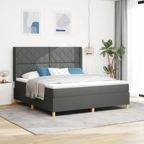 vidaXL Pat cu arcuri și saltea gri închis 180x200 cm, din material textil.