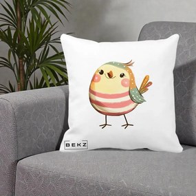 Perna Decorativa Pui Kawaii Pastel Dungat, 40x40 cm, Alba Mata, Husa Detasabila, Perna Inclusa, BEKZ®