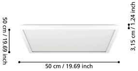 Plafonieră LED RGBW dimabilă de exterior Eglo 901476 ROVITO-Z 17W/230V 50x50cm IP44 alb