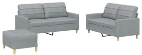 3201282 vidaXL Set de canapele cu perne, 3 piese, gri deschis, textil