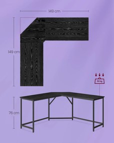 Birou Vasagle Negru 149x149x73.5 cm