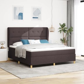 vidaXL Pat box spring cu saltea, maro închis, 180x200 cm, textil