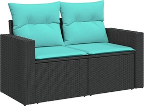 vidaXL Set canapele de grădină cu perne, 7 piese, negru, poliratan