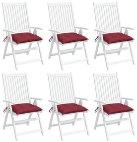 Perne de scaun, 6 buc., rosu vin, 40 x 40 x 7 cm, textil 6, Bordo, 40 x 40 x 7 cm