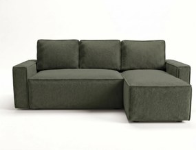 Canapea extensibila de colt SMART BOUCLE, verde inchis, reversibila, 232x143 cm