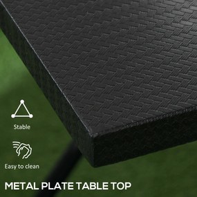 Outsunny Măsuță de Cafea Pliabilă Pătrată cu Picioare Antiderapante, Măsuță de Cafea Exterioară din Oțel, 60x60x71 cm, Negru