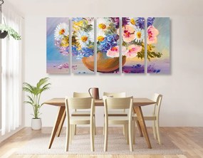 Tablou 5-piese pictură în ulei a florilor de vară
