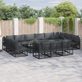 vidaXL Set de canapele pentru grădină 13 pcs Negru 423 x 211.5 x 71 cm