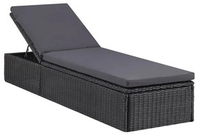 vidaXL Șezlong, negru și gri închis, poliratan