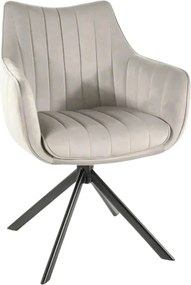Scaun living rotativ AZALIA, gri deschis/negru, stofa catifelata/metal