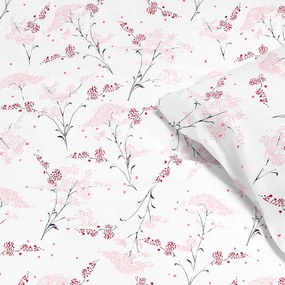Goldea lenjerie de pat din 100% bumbac - flori japoneze pe alb 140 x 200 și 50 x 70 cm